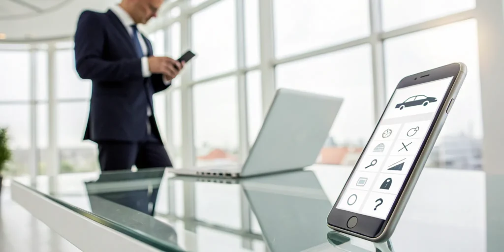 A person getting an instant car shipping quote on their smartphone.