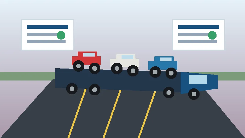 Car carrier on an interstate for a Montway car shipping comparison