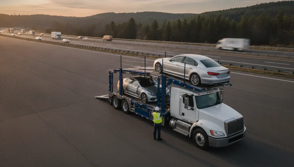 Car carrier prepared for expedited auto transport pickup